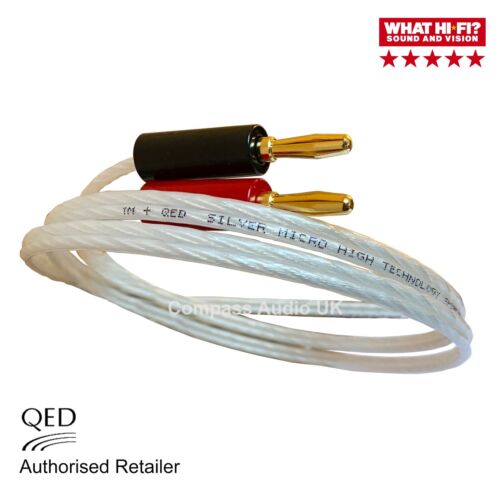QED Silver MICRO Speaker Cable 4mm Banana Plugs SINGLE Fully Terminated - Afbeelding 1 van 3