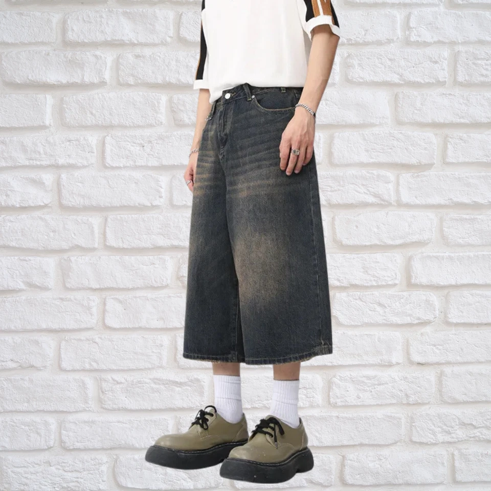 Shorts jeans comprimento joelho perna larga - Imagem 3 de 4