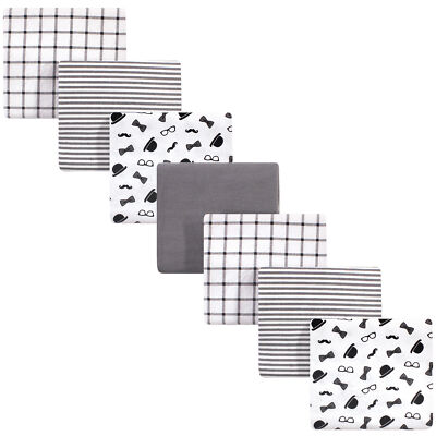 Little Treasure Cotton Flannel Receiving Blankets, Gentleman 7-Pack, One Size