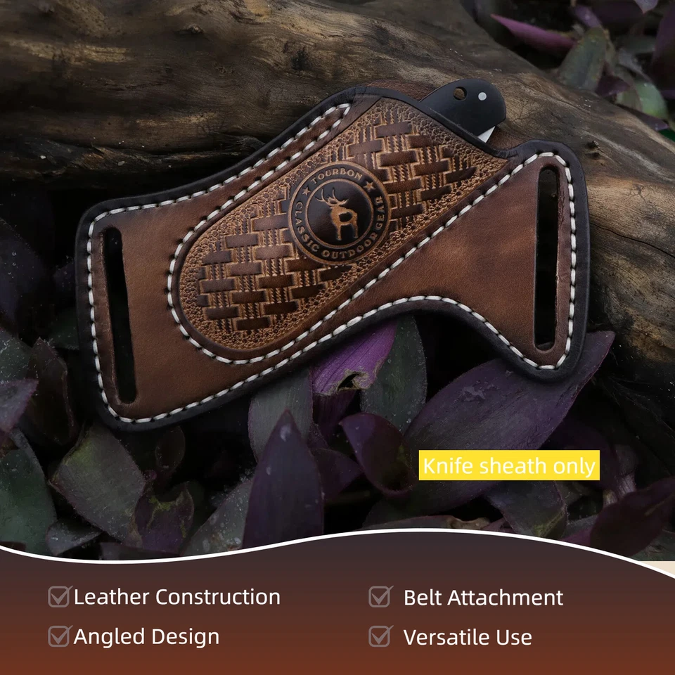 Tourbon Leather Folding Blade Knife Sheath Belt Pouch EDC Compact Tools Pocket - Image 2 of 4