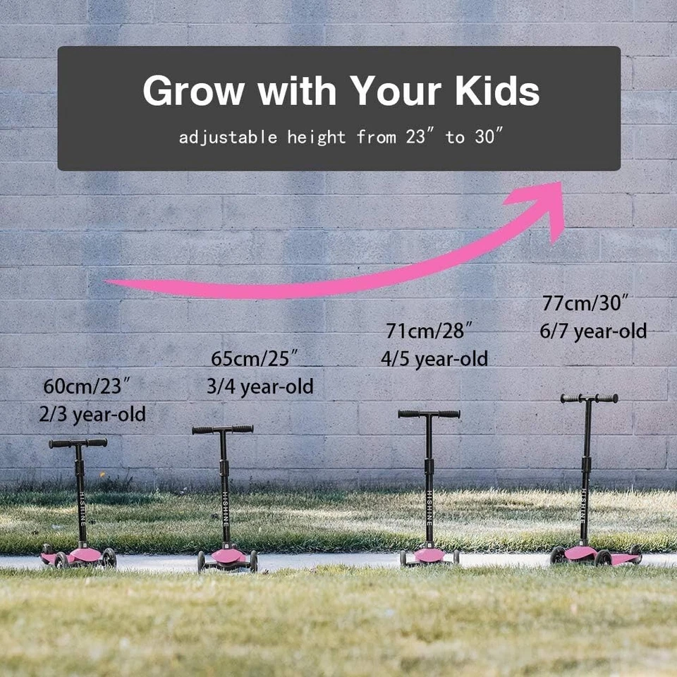 Hishine Kick Scooter para Niños con 3 Ruedas Iluminadas para Niñas de 2-7 Años Foto 3 de 4