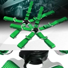 2 X Durable Nylon 5-Point Cam Lock Safety Harness 2" Green Seat Belt Universal 3