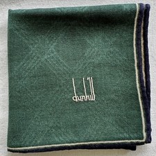 Handkerchief dunhill Vintage Green Fabric Woven Triple Lattice Pocket Square 18"