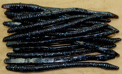 5'' Finesse Trick Worm Style Black Blue Fleck Plastic 50 pack bulk Plastic