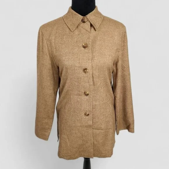 Escada Herringbone Five Button Down Cashmere/Silk… - image 1