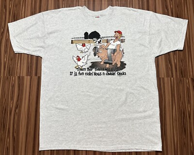 Biker Men's T Shirt 2XL Gray Heathered Riding Hogs Chasing Chicks Motorcycle