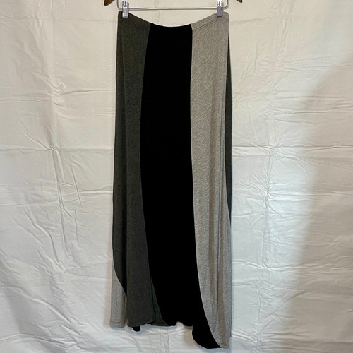 Saint Tropez West Maxi Skirt Color Block Black Gray Knit Women's Large Rayon