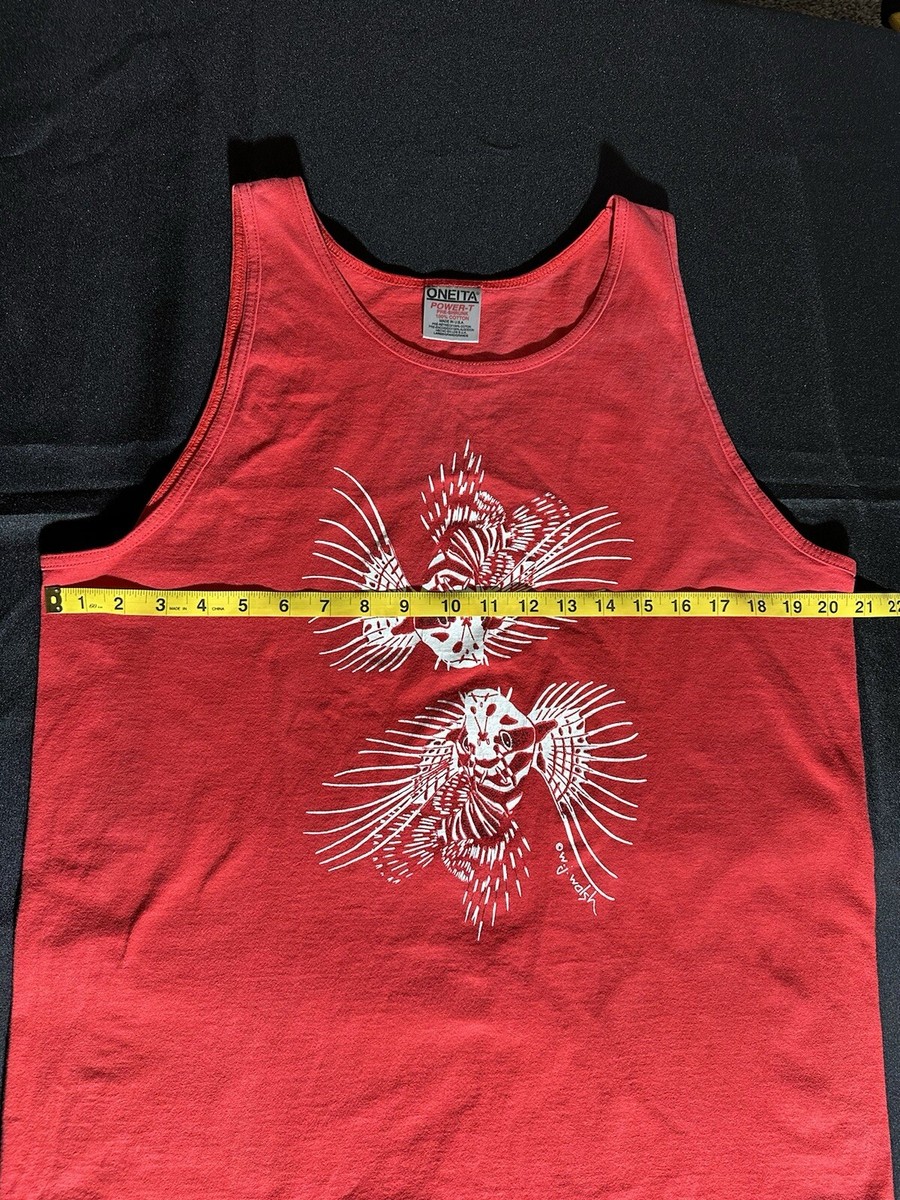 HAWAII 5C　Redオーバープリント Vintage Kona Hawaii Tank Top Mens Large Red USA 90's Dive Makai
