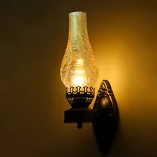 Retro Industrial Farmhouse Rustic Wall Lamp Sconce Glass and Iron Light Fixture