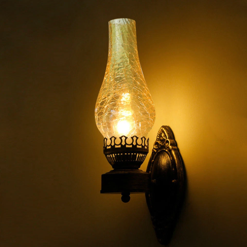 Aplique de pared rústico vintage retro industrial lámpara de vidrio de hierro Foto 3 de 4