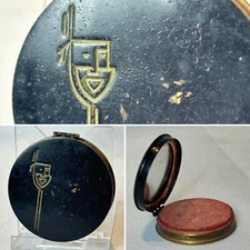 Vtg Max Factor Hollywood Society Compact Round Vanity Mirrored Rouge Box USA