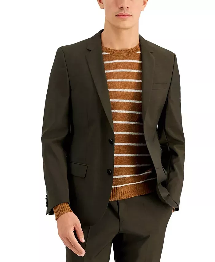 NWT HUGO Boss Mens Slim Fit Dark Green Wool 2 PC Suit 42L 38 x 32