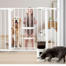 Tiovo Baby Gate with Cat Door Adjustable, 29"-41" Auto Close Safety Dog Gate ...