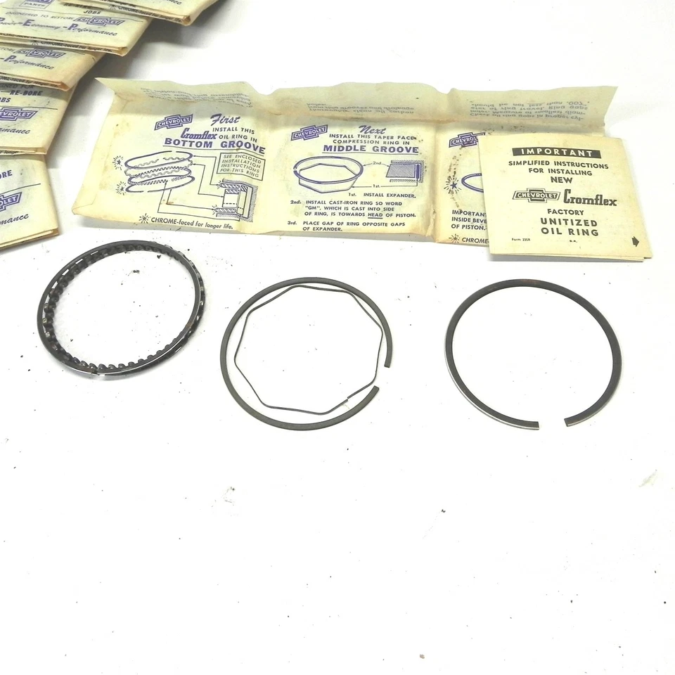 1964 CONJUNTO DE ANEL DE PISTÃO CHEVROLET CHEVY G10 TAMANHO PADRÃO 3791626 NOS PEÇA VINTAGE - Imagem 3 de 3