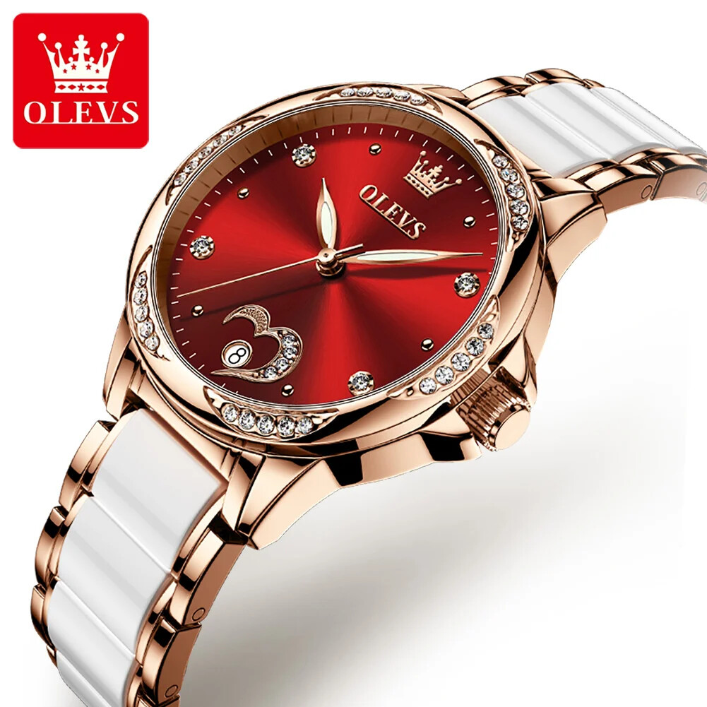 Olevs Slim Ladies Watches Uk OLEVS Women's Rose Gold Diamond