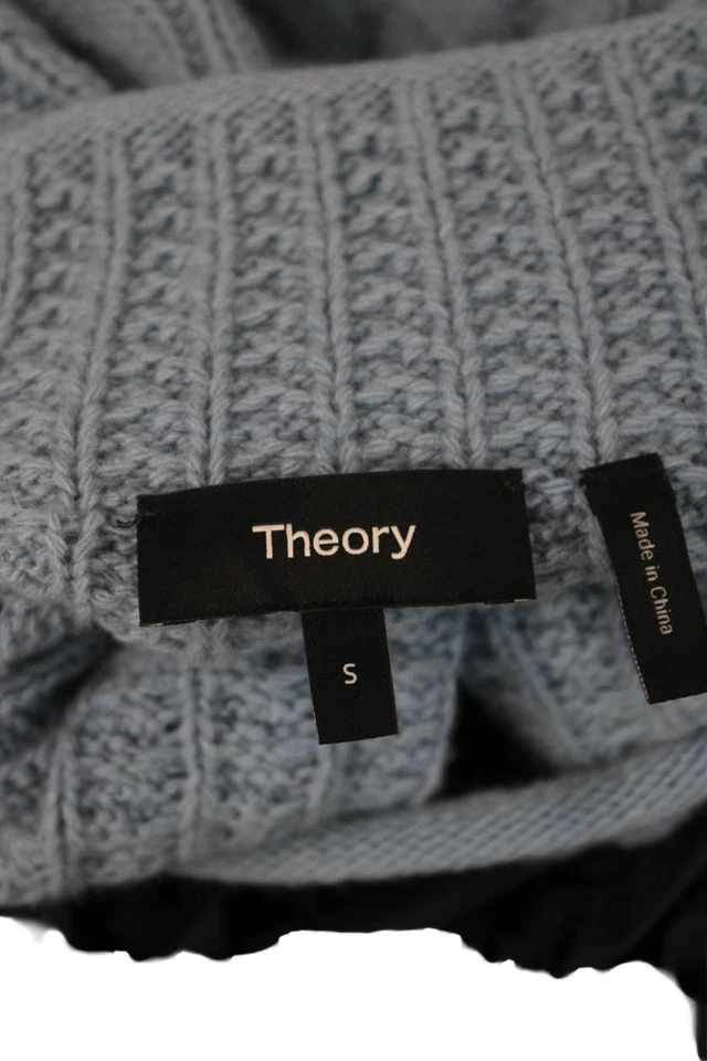 Theory Women Light Blue Wool Cashmere Mock Neck Pullover Sweater Size S - Image 4 of 4