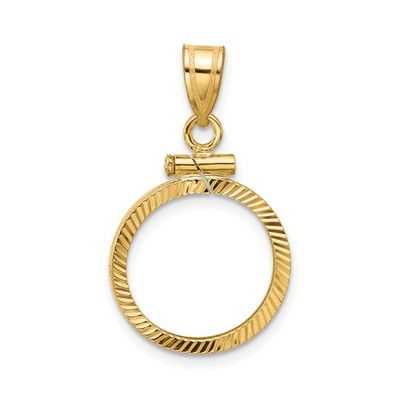 1/15 oz $2 Canadian Maple Leaf Coin Bezel 15mm Screw Top 14k Yellow Gold