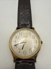 Vintage Timex Q Mens Watch 34mm Gold Case  Quartz New Battery - Working