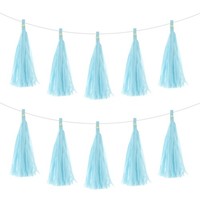 15Stk Hell Blau Quaste Girlande Banner Mit Seil Seidenpapier Quasten