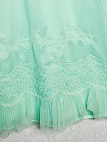 LOVELY!! VTG 60'S MINT GREEN BOMBSHELL LACE  CHIFFON MINI SLIP NIGHTGOWN*36 S