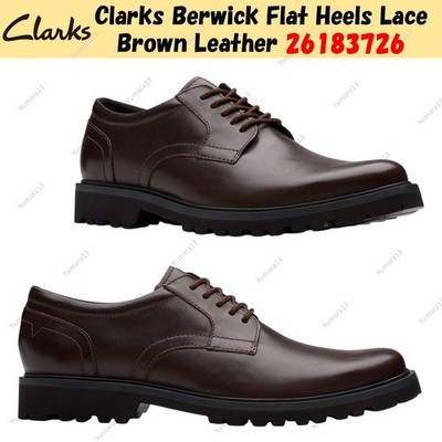 Clarks Berwick Flat Heels Lace Brown Leather 26183726 UK 4-13