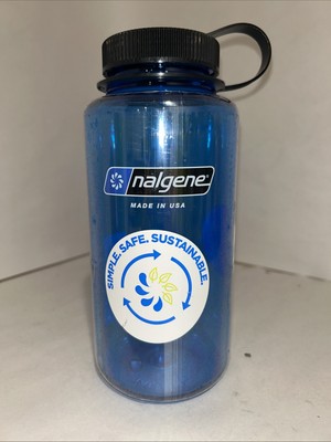 Nalgene Wide Mouth Round Loop-Top Water Bottle - 32 oz Blue Black