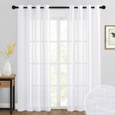 RYB HOME Semi Sheer Curtains 84 52"W x 84"L Pack of 2 , White