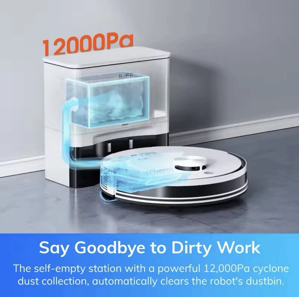 ILIFE A30 PRO 5000Pa Suction Robot Vacuum and Mop Combo Self Emptying 60 Day Sa - Bild 3 von 4