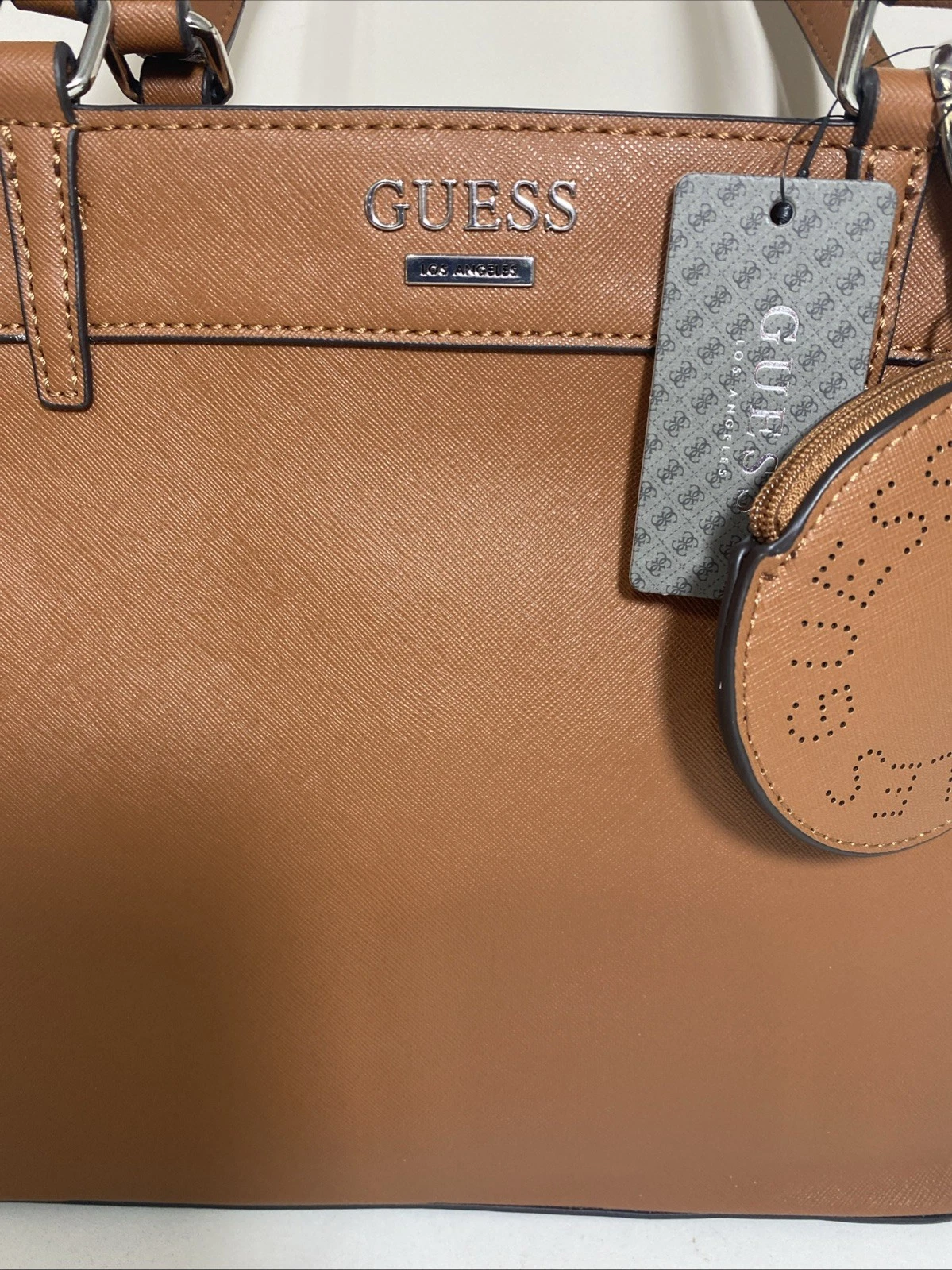 Guess Los Angeles Tote Bag Borsetta con Portamonete Staccabile Marrone Cognac