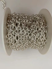 Sterling Silver Chain, 1 Foot Hollow  Flat wire Cable  Figaro Chain Size: 5mm |
