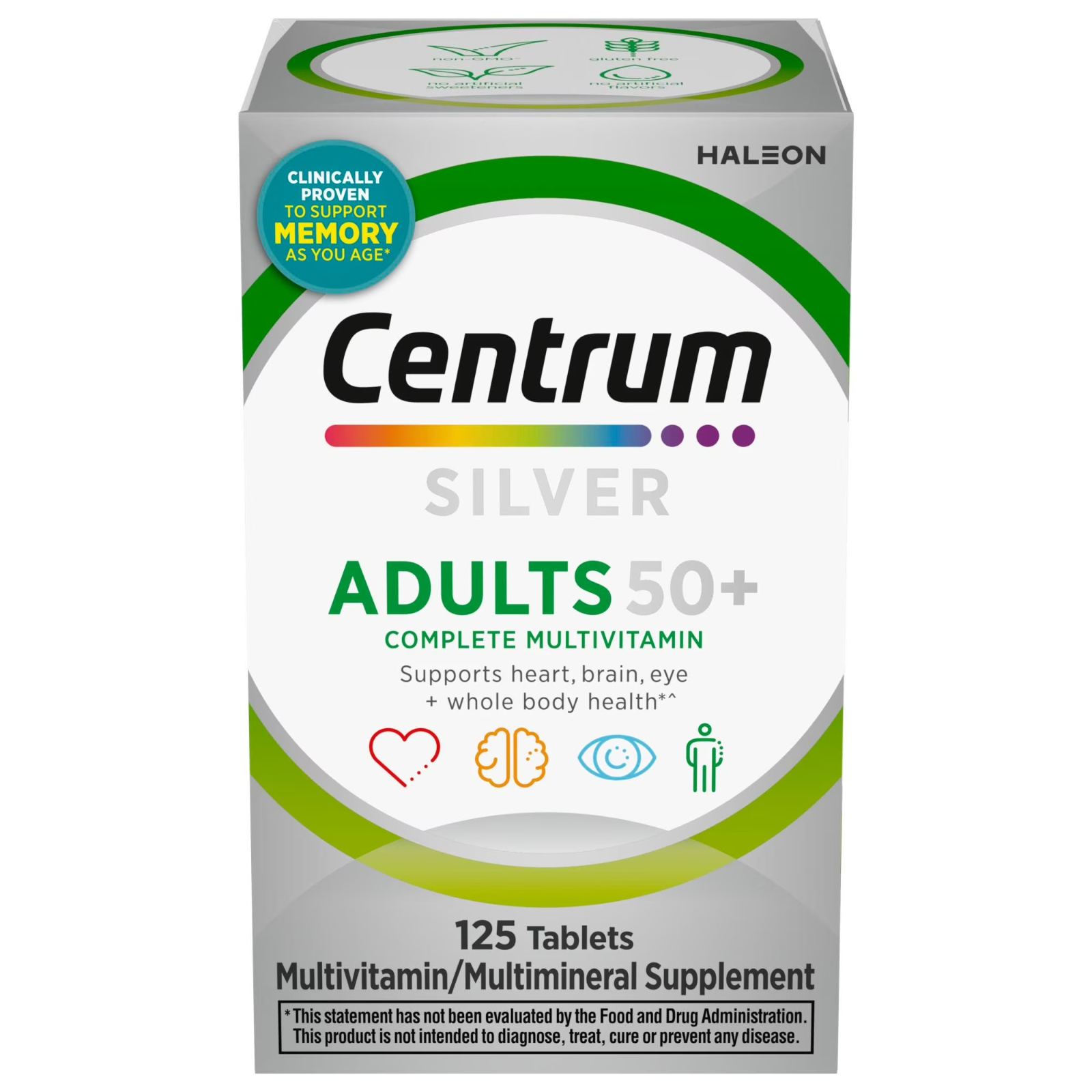 Centrum Silver Adults 50+ Multivitamin 125 Tablets Heart Brain Eye Health