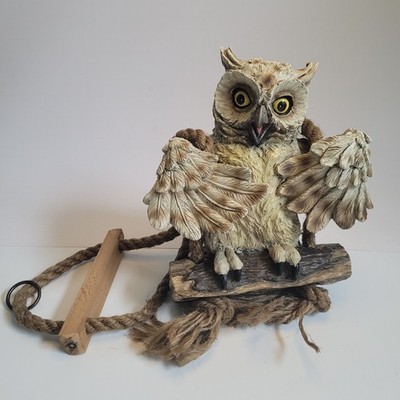 Swinging Tree Owl Sculpture Under The Sun 2002 Great Condition See Description!