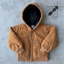 Vintage Y2K Carhartt YOUTH brown hooded work wear jacket