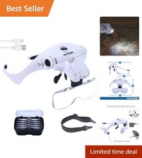 Rechargeable LED Head Magnifier with 5 Interc...