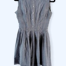 Vintage 1950s Handmade Navy Gingham Day Dress