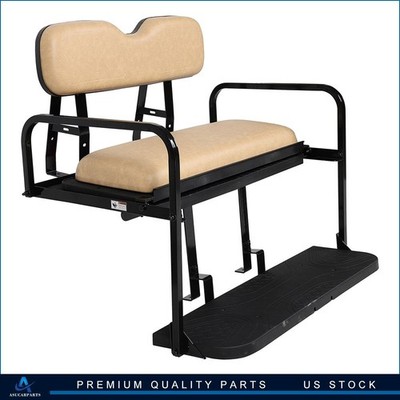 Rear Flip Seat Kit Fits EZGO TXT Golf Cart with Tan Cushions (1994.5 & Up)