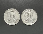 Two Walking Liberty Half Dollars (1941 D, 1942)