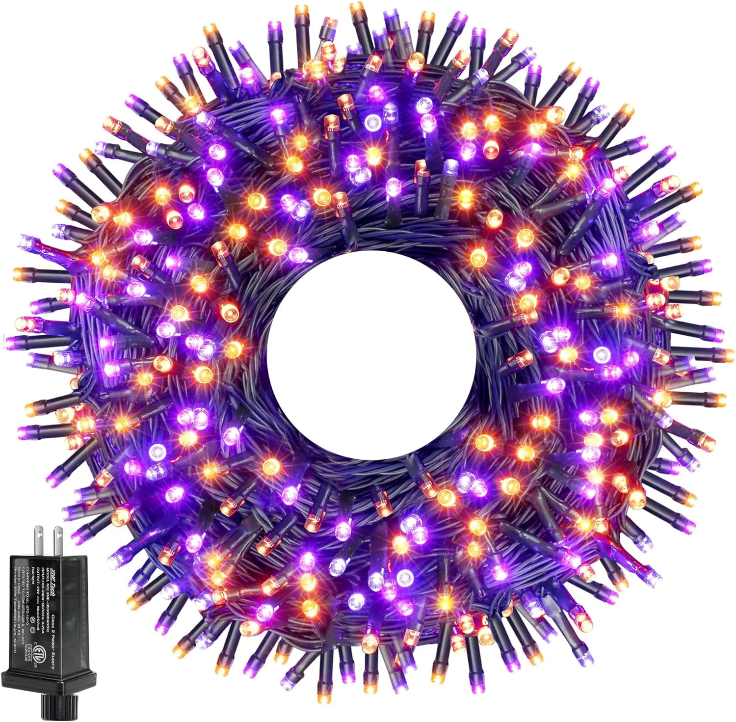 Halloween Lights Outdoor, 300 LED 100FT Orange and Purple Halloween Decorations 