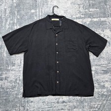 Tommy Bahama Black 100 Silk Camp Shirt Mens XL Short Sleeve Button Up Casual