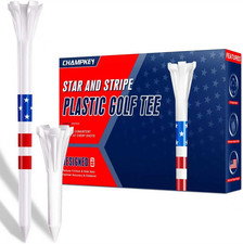 CHAMPKEY 5-Prong Plastic Golf Tees 120 Pack - Star and Stripe Marking System Gol