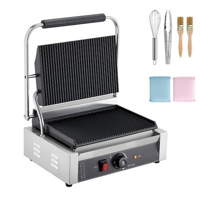 Commercial Panini Press Grill Electric Sandwich Maker Griddle Plate 14''x9''