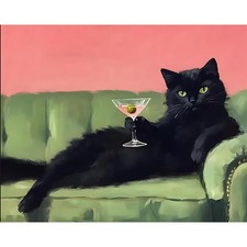 Cat Diamond Art Kits for Adults,Black Cat Diamond Painting Kits for Adults Begi