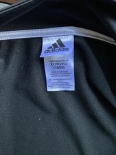 Adidas Youth Size: XL 18-20 Full Zip Black White Stripes Track Jacket Pockets