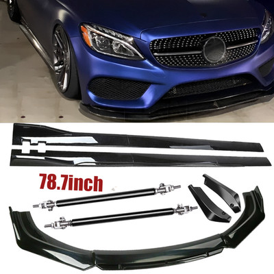 For Mercedes Benz C63 Front Bumper Lip Chin Spoiler Splitter Side Skirt Body Kit