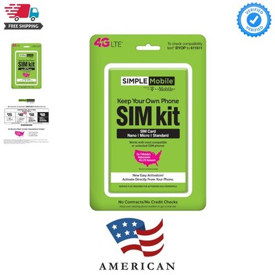 Simple Mobile Keep Your Own Phone 3-in-1 Prepaid SIM Kit