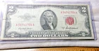 1953 $2 Red Seal Bank Note US Two Dollar Bill Paper Money
