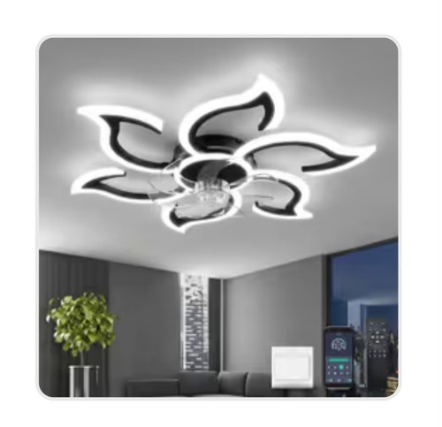 Ceiling Fan with Light Dimmable DC, Quiet with Remote, 88cm Flower Design White