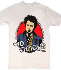 artwork Sid Vicious Se Pistols band T-shirt white Short sleeve S to 5Xl