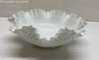 Vintage Fenton Hobnail White Milk Glass Ruffled Bowl