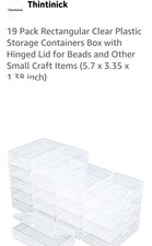 19 Pack Rectangular Clear Plastic Storage Containers Box with Hinged
